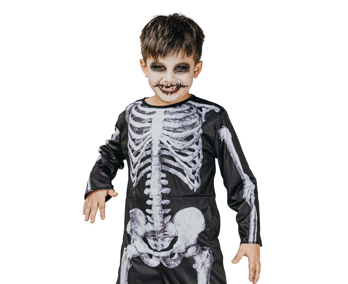 Role play-set for child Double Skeleton (double sided jumpsuit, collar), size 110/120 cm EOL